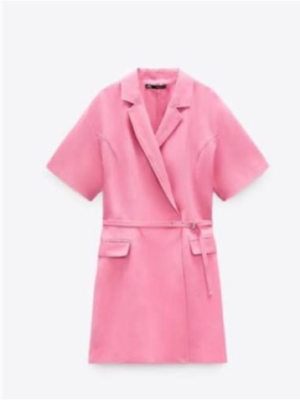 Zara Rose-Pink Asymmetrical Belted Short Dress